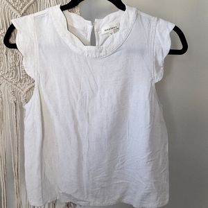 Cream Linen Crop Top